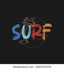 Vector illustration of surf.Vintage design. Sport typography, t-shirt graphics, print, poster, banner, flyer, postcard