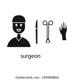 Vector illustration of surgeon and emergency sign. Collection of surgeon and operation stock vector illustration.