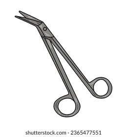 Vector illustration with a Surgical Instrument. Scalpel, clamp, scissors, tweezers. Stylized drawing for your web site design, logo, app, UI.