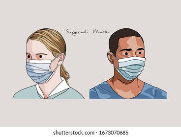 Vector Illustration of Surgical Mask / Face Mask / Medical Mask