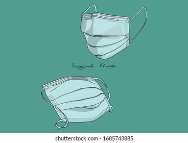 Vector Illustration of Surgical Mask / Face Mask / Medical Mask