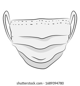 A vector illustration of a surgical, medical face mask that protects against airborne diseases.