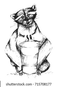 Vector illustration. Suricata with a clock.