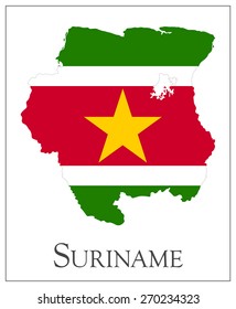 Vector illustration of Suriname flag map. Used transparency.