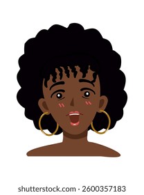 Vector illustration of Surprised African American Woman with Open Mouth – Perfect for Marketing Campaigns