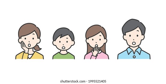 Vector illustration of a surprised family.