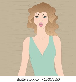 vector illustration of surprised girl or shocked woman