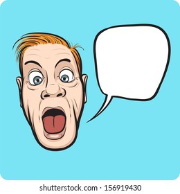 Vector illustration surprised man face and speech bubble  Easy  edit layered vector EPS10 file scalable to any size without quality loss  High resolution raster JPG file is included  