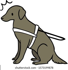 Vector illustration of a surprised service dog(black)