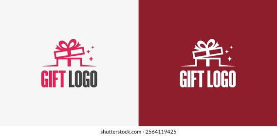 Vector illustration of a surprising gift logo design with a simple open lid