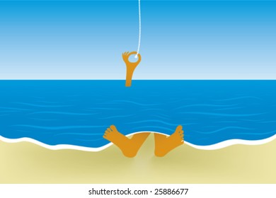 Vector illustration of surreal ocean bed. Cartoon style.