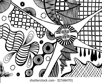Vector illustration, surreal picture in black and white, card concept. 