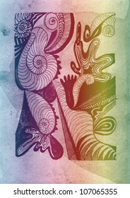 A vector illustration of a surrealist descriptive drawing.