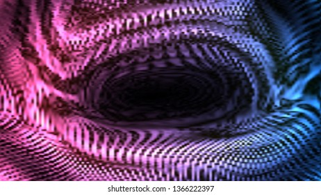 Vector illustration of a surrealistic distorted surface with glitch effect. Liquid color backdrop. Beautiful vibrant wallpaper. Blurred background.
