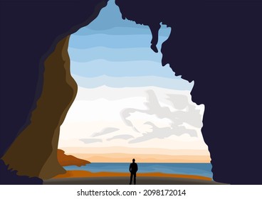 Vector Illustration of Surumanis Beach, Kebumen, Central Java