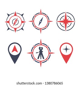 vector illustration survey land logo icon with location compass and camera