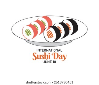 Vector illustration, sushi and chopsticks, as banner, poster or template, international sushi day.	