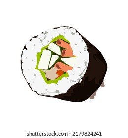 vector illustration of sushi, delicious japanese rice, flat cartoon design style.