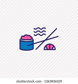 Vector illustration of sushi icon colored line. Beautiful marine element also can be used as japanese roll icon element.