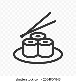 Vector Illustration Of Sushi Icon In Dark Color And Transparent Background(png).