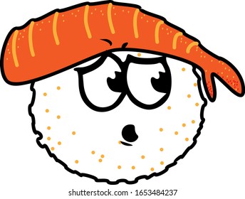 Vector Illustration Sushi Japanese Food Tired Face Expression