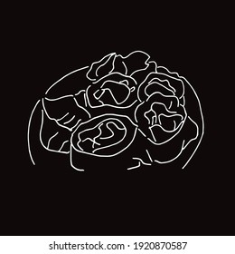 Vector Illustration of Sushi Japanese Food in Black and White Background and Line Art Design
