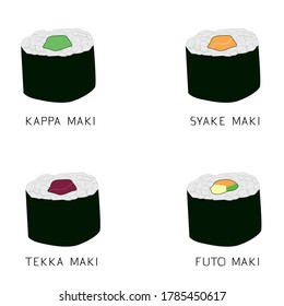 Vector illustration of sushi maki.
