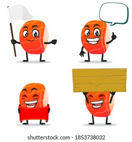 vector illustration of sushi mascot or character collection set with blank sign theme