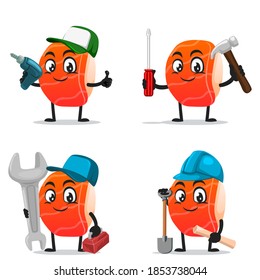 vector illustration of sushi mascot or character collection set with service or repair theme