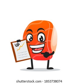vector illustration of sushi mascot or character presentation with clipboard