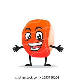 vector illustration of sushi mascot or character open hand