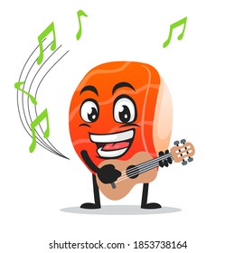 vector illustration of sushi mascot or character playing guitar