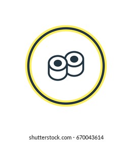 Vector Illustration Of Sushi Outline. Beautiful Meal Element Also Can Be Used As Japanese Roll Element.