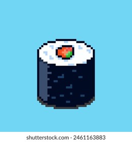 Vector Illustration of Sushi with Pixel Art Design, perfect for food assets themed designs