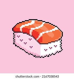 Vector illustration of sushi in pixel graphics