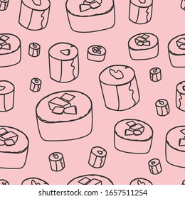 Vector illustration sushi roll seamless pattern