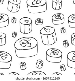 Vector illustration sushi roll seamless pattern