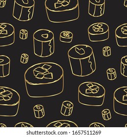 Dibujo de la ilustración del sushi patrón transparente