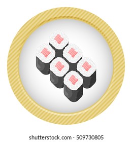 Vector illustration of sushi rolls, white background
