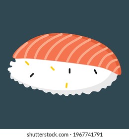 Vector illustration of sushi with salmon meat on it, restaurant theme and Japanese cuisine, suitable for advertisement of food products