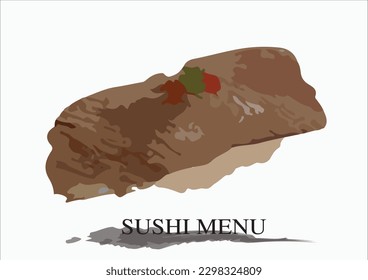 Vector illustration of sushi and sashimi. Asian food sushi