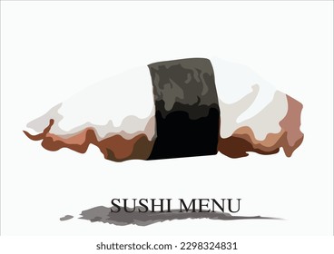 Vector illustration of sushi and sashimi. Asian food sushi