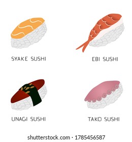 Vector illustration of sushi set.