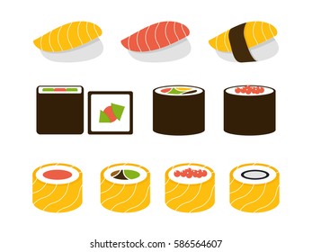 Vector illustration of sushi set