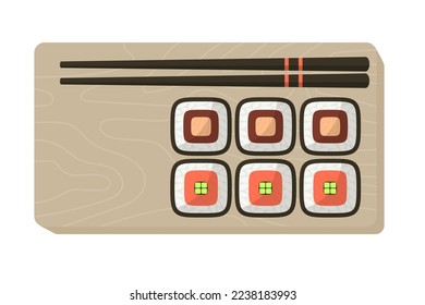 Vektorgrafik mit Sushi-Set und Stäbchen