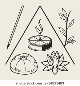 Vector illustration of a sushi set on a plate with chopsticks, designed as a clean decorative icon concept with simple shapes and elegant details