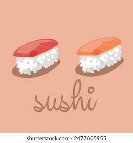 Ilustración vectorial de sushi. Clipart de estilo simple