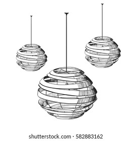 Vector illustration of the suspended lamp.