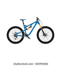Vector illustration of a suspension bike. Flat image with no gradient. Great detail.