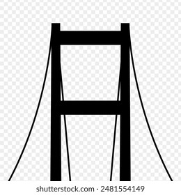 Vector illustration of a suspension bridge silhouette on transparent background